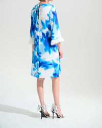 Joseph Ribkoff - Floral Fringe Cuff Satin Shift Dress