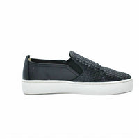 The FLEXX Women's Sneak Name Casual Sneaker in black woven - women's sneaker - detail view