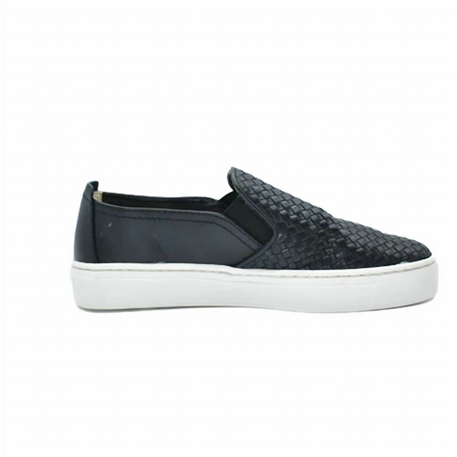 The FLEXX Women's Sneak Name Casual Sneaker in black woven - women's sneaker - detail view