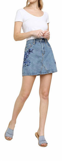 Umgee - Floral Embroidered Mini Skirt