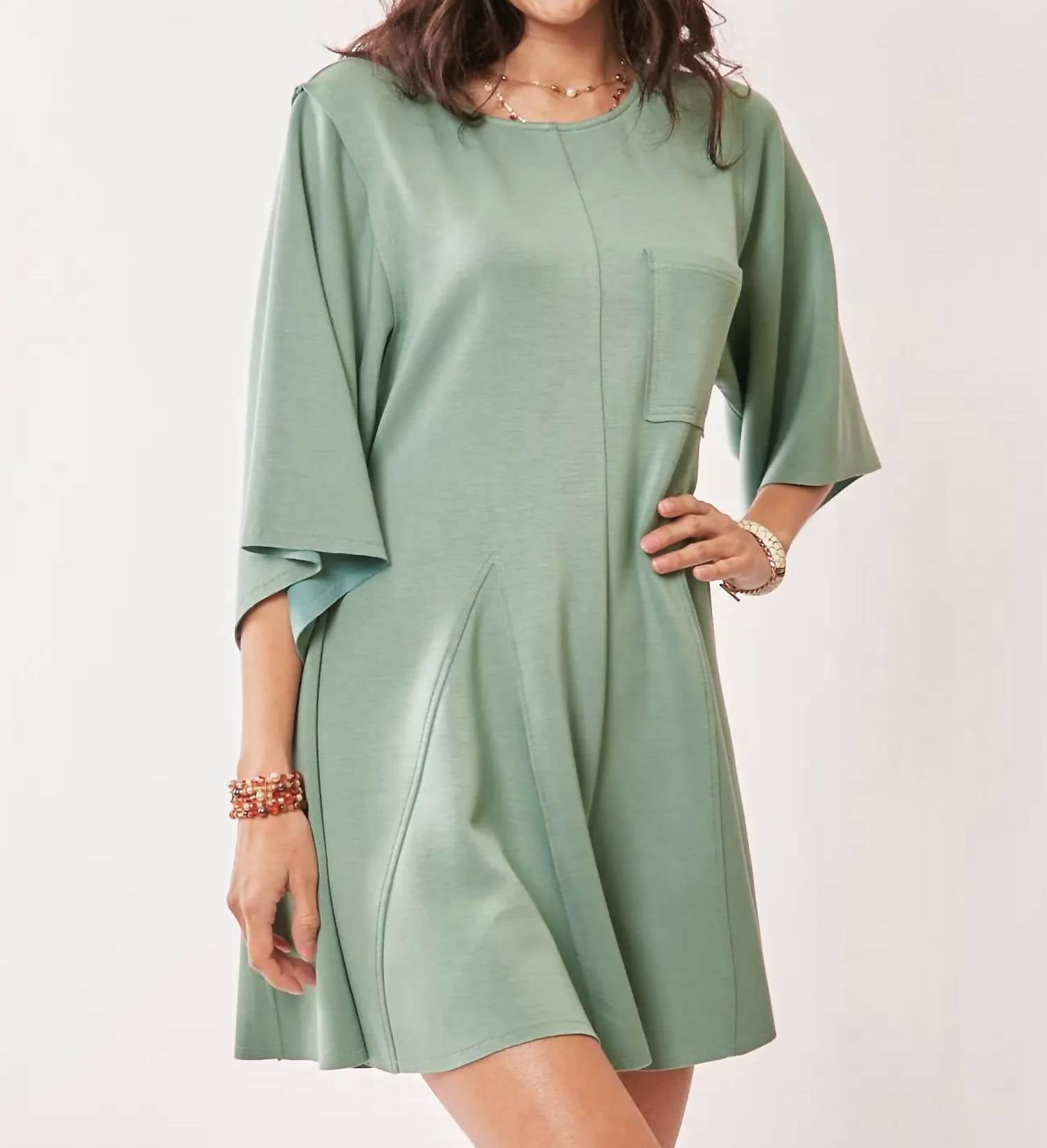 Davi & Dani - Draped Sleeve Tie-back Flared Skort Romper