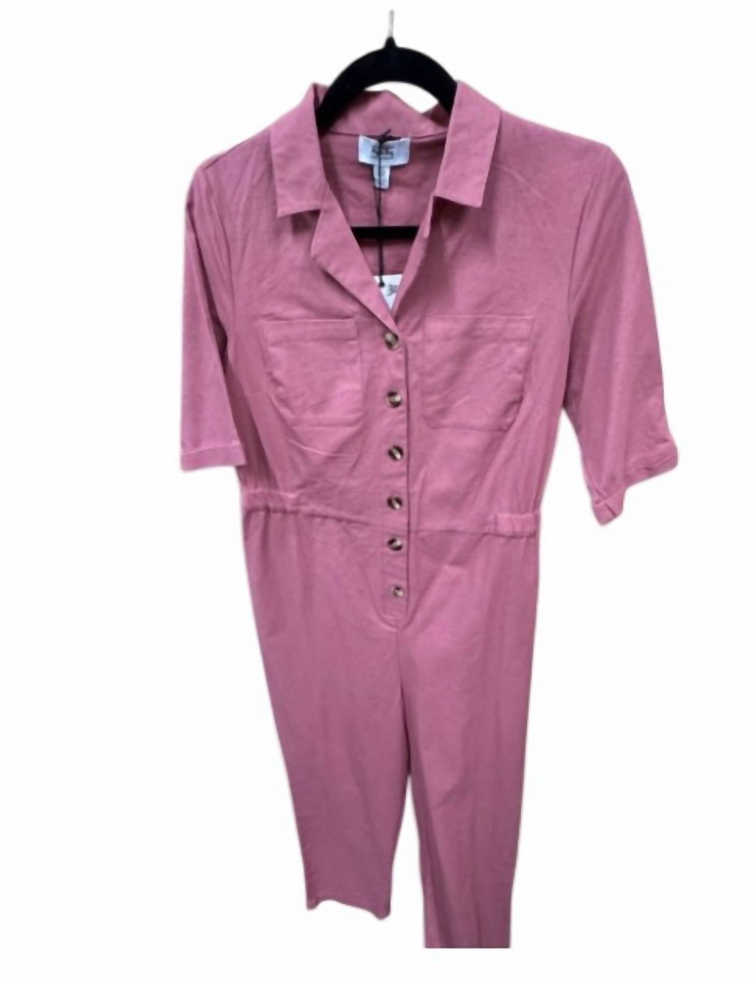 Myra Women's Collared Romper in mauve - women's pants