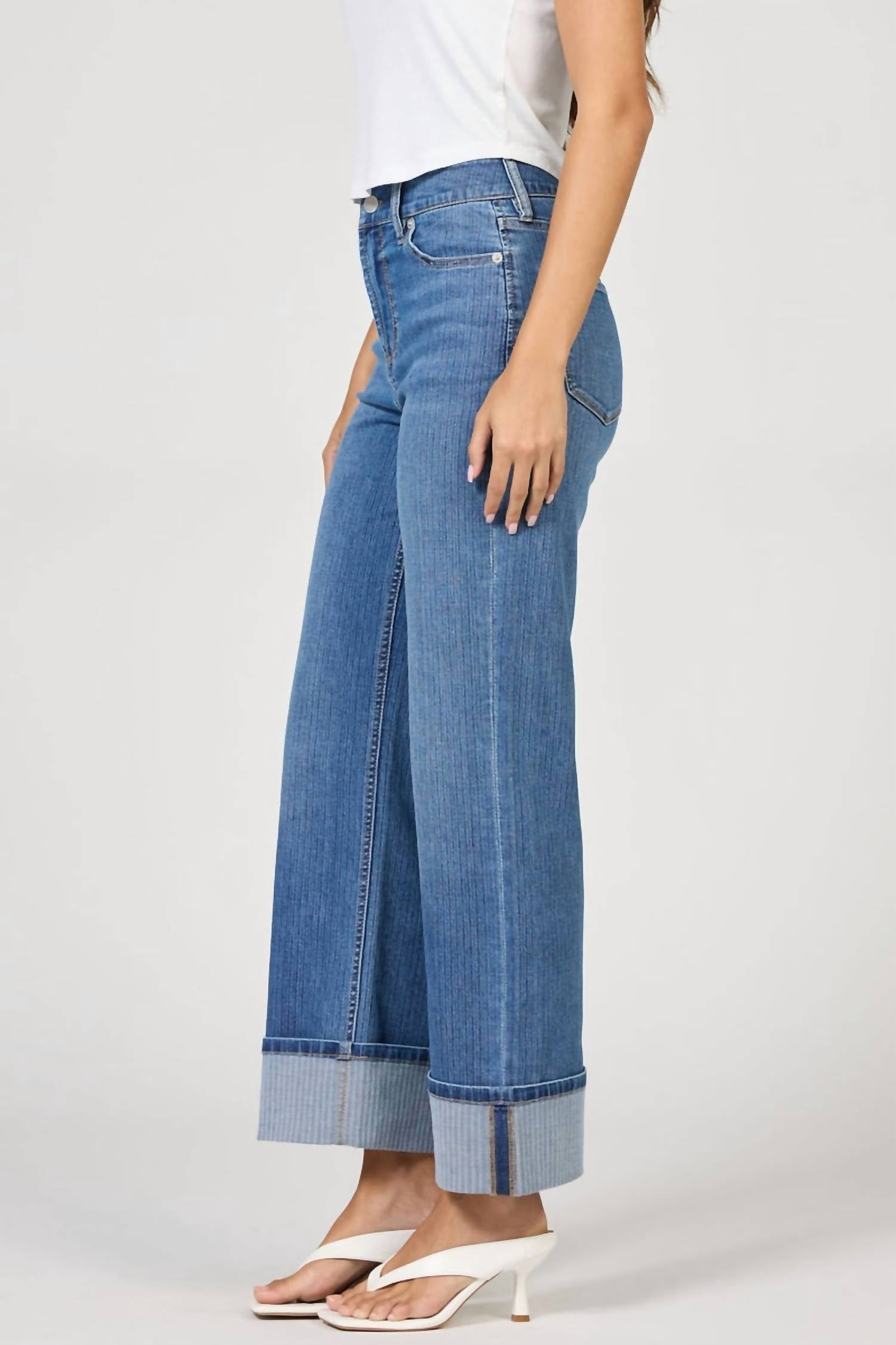 DEAR JOHN DENIM Holly High Rise Cuffed Hem Straight Leg Jeans in abbey road - women's jeans - alternate view