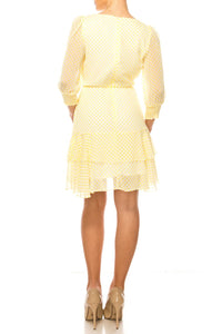 Maison Tara - Two-tier Faux Wrap Print Dress