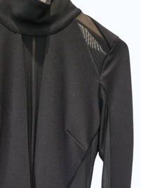 Sheri Bodell Women's Mock Neck See Thru Panel Dress in black - women's dress - detail view