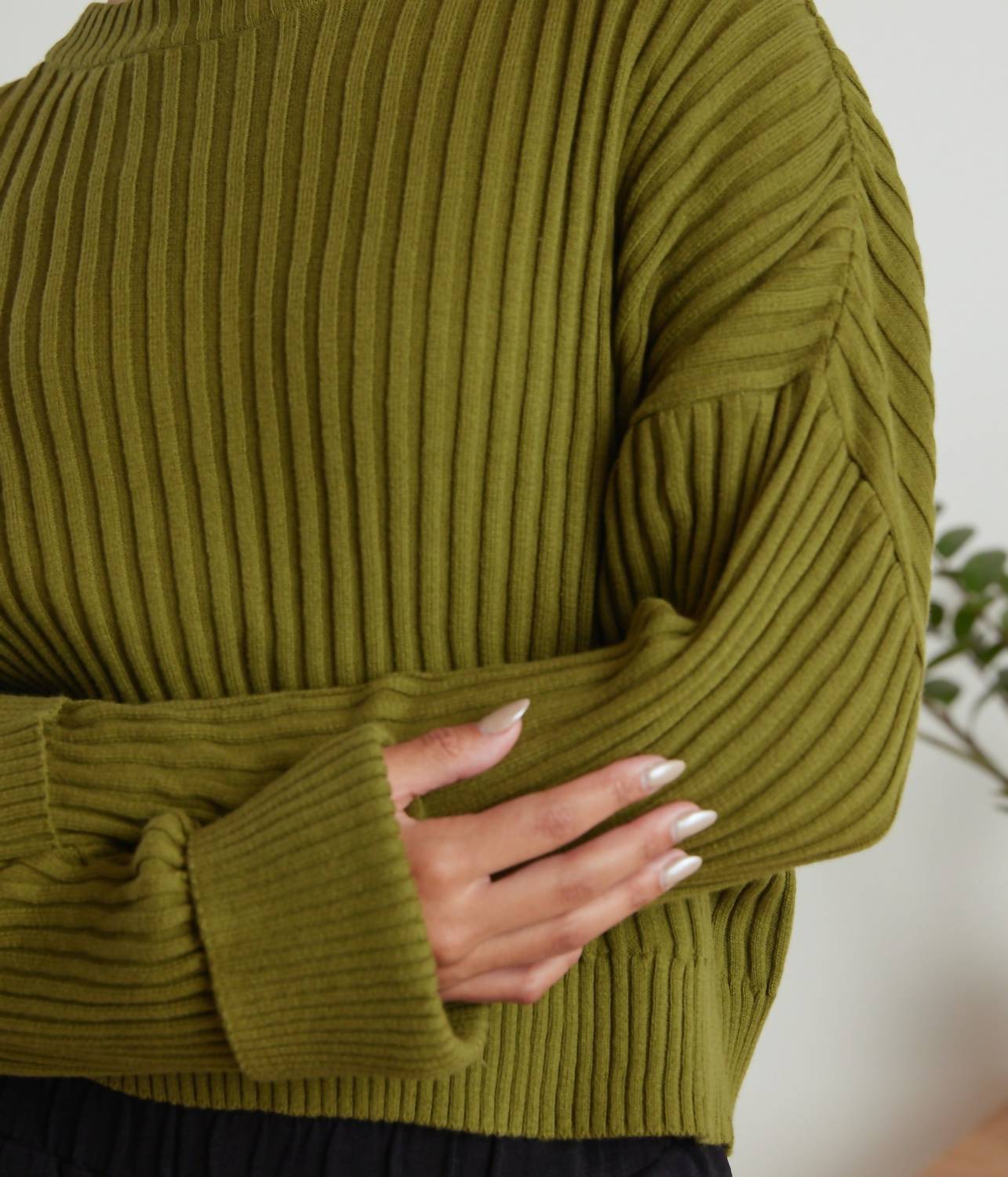 Known Supply - Dolman Sleeve Ribbed Sweater