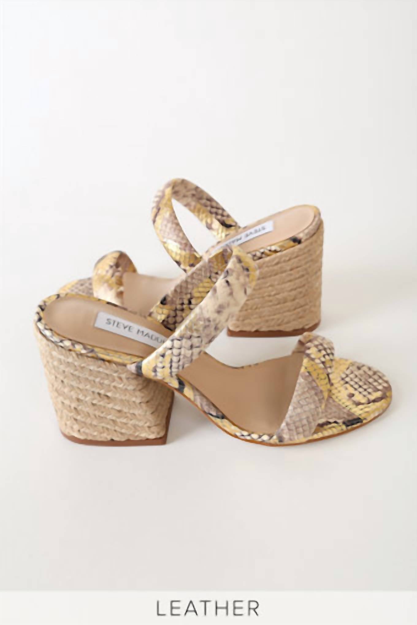 STEVE MADDEN Women's 2 Strap Block Heel Sandal in snake - women's sandal - detail view