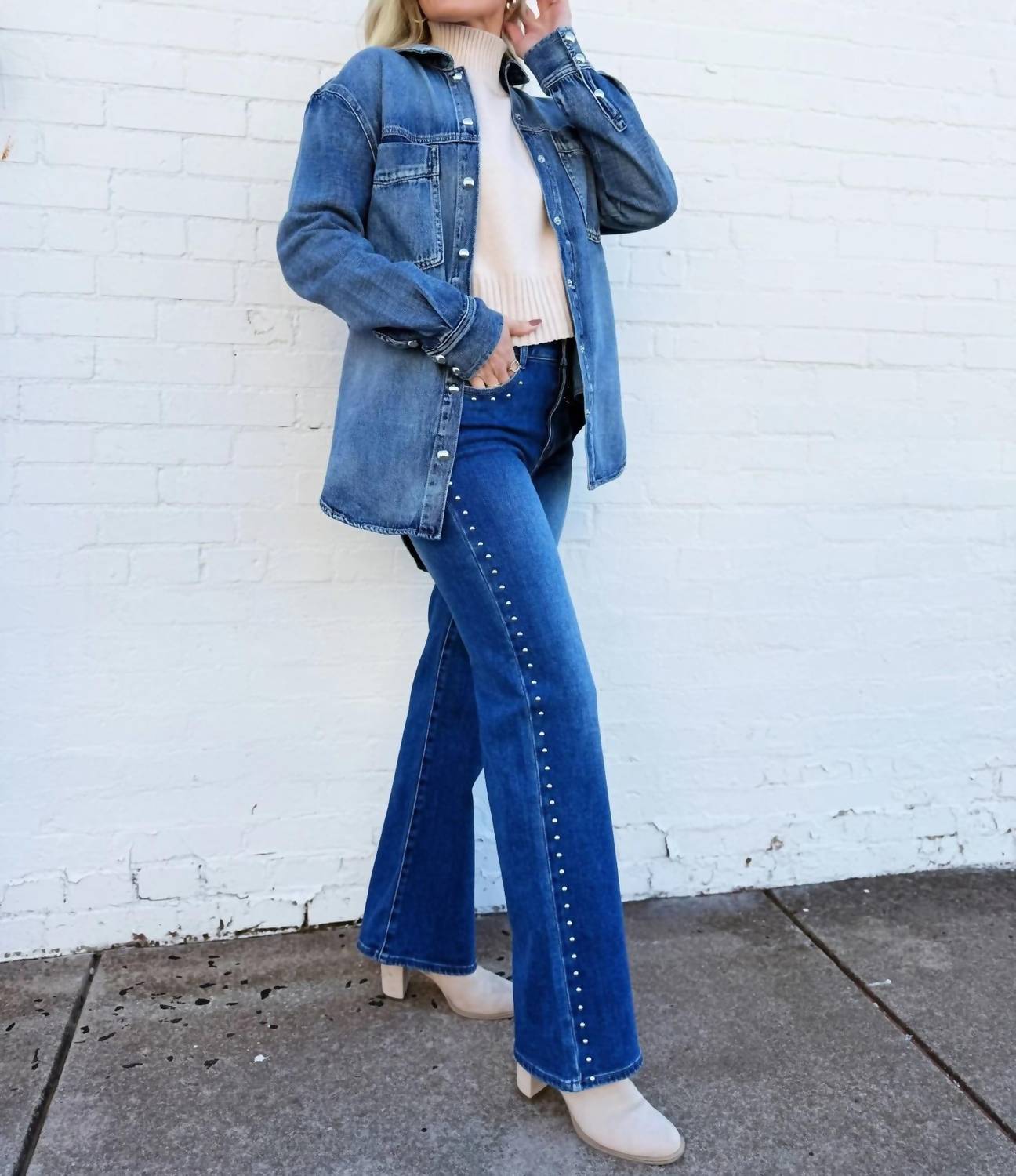 L.T.J - Studded Straight Leg Jeans