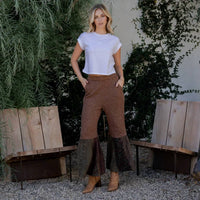 Young Threads - Bell Bottom Boho Pants With Crochet-sweater Fusion
