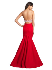 Blush Prom - Soft Mikado Beaded Halterneck Two Piece Mermaid Gown