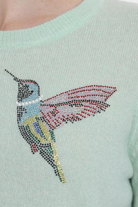 Minnie Rose - Cashmere Hummingbird Bling Crew Neck