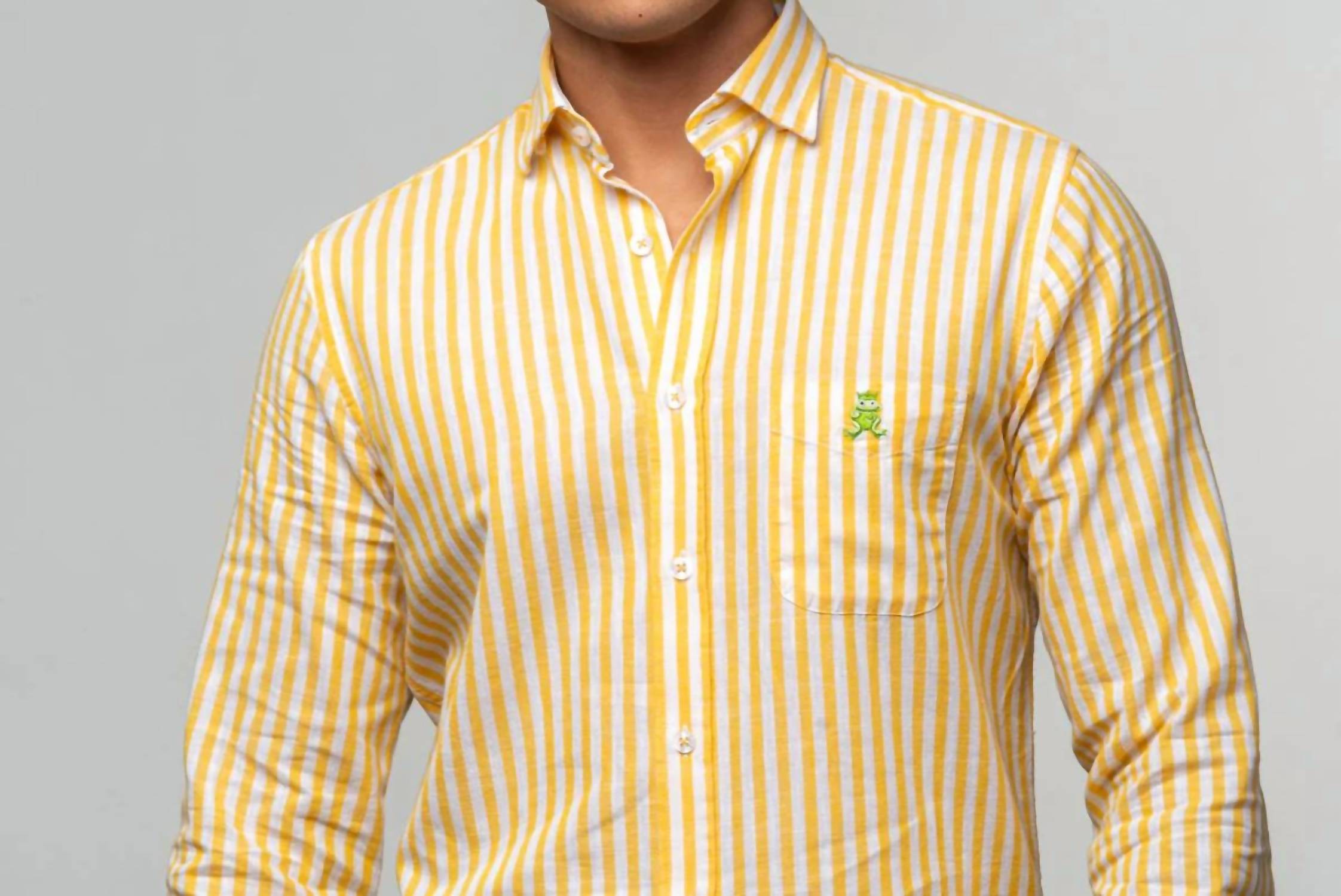 Eight X - Men's Stanford Stripe Frog Linen Shirt