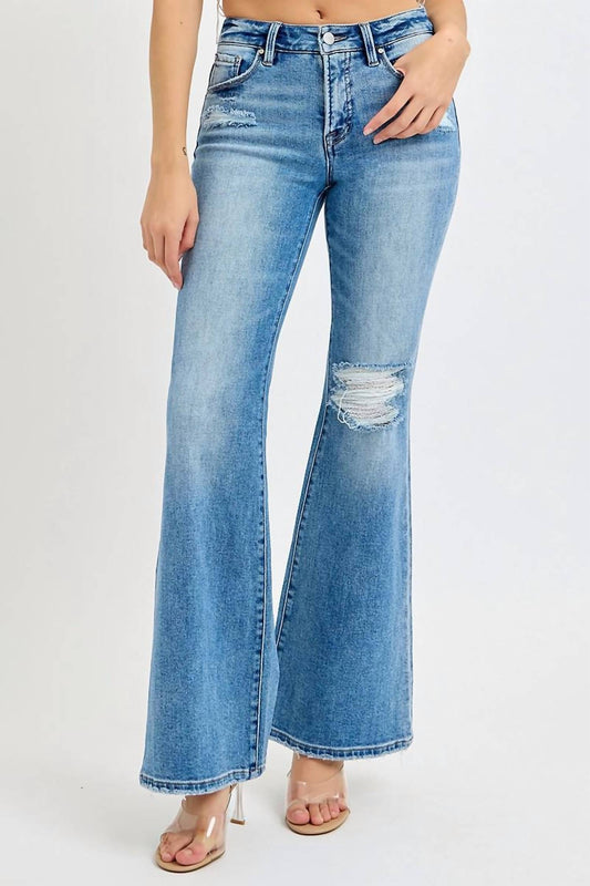 Risen - Mid Rise Tummy Control Flare Jeans - Plus Size