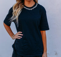 Elan - Rhinestone Collar Tee
