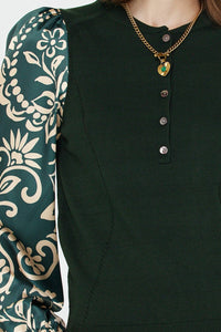 Current Air - Mandarin Collar Combo Sweater Top
