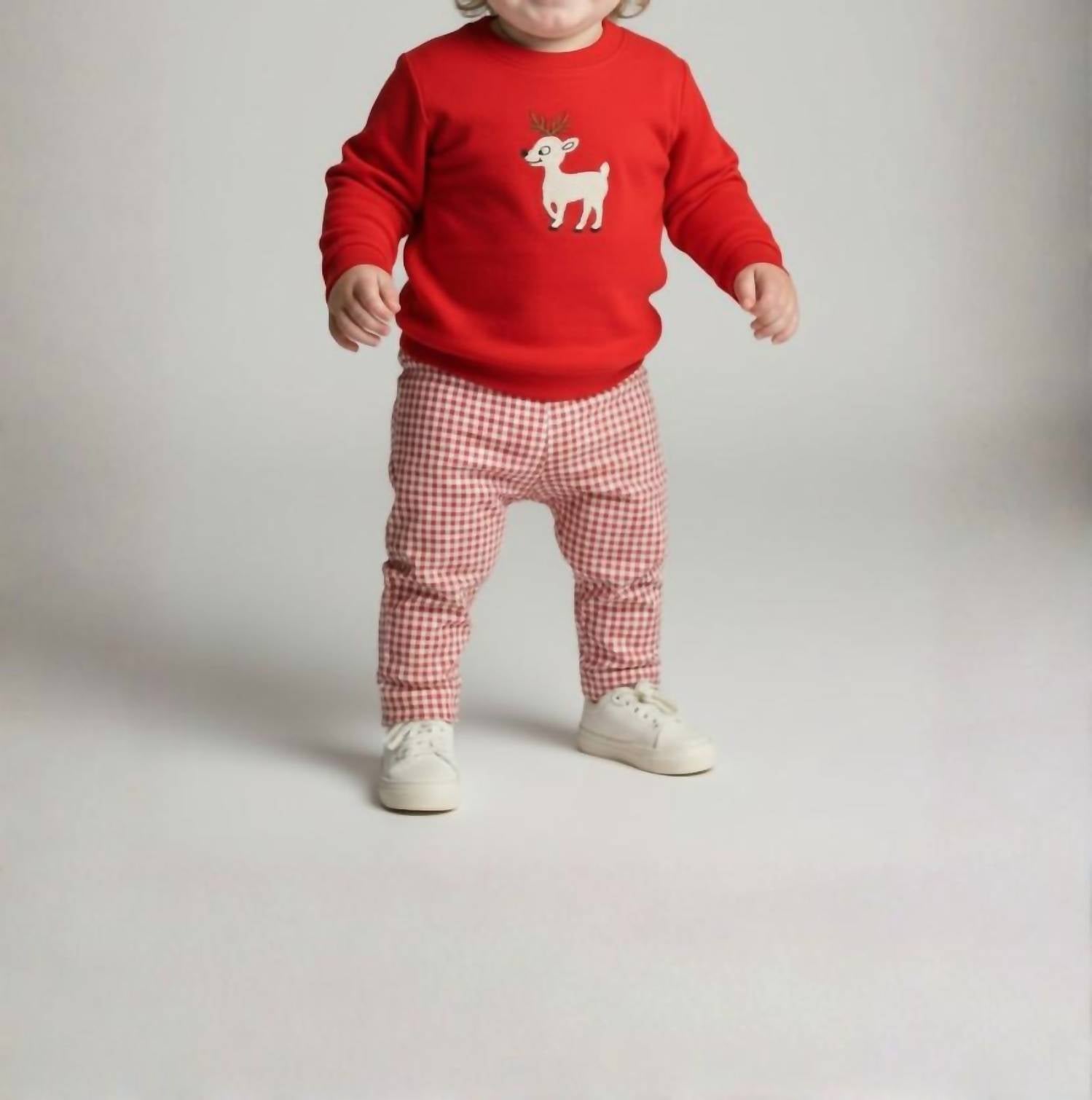 Bailey Boys Reindeer Games Pants Set in red pink - item