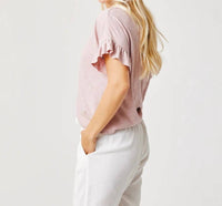 Carve Designs Hazel V-neck Top in fawn - women's t-shirt - alternate view