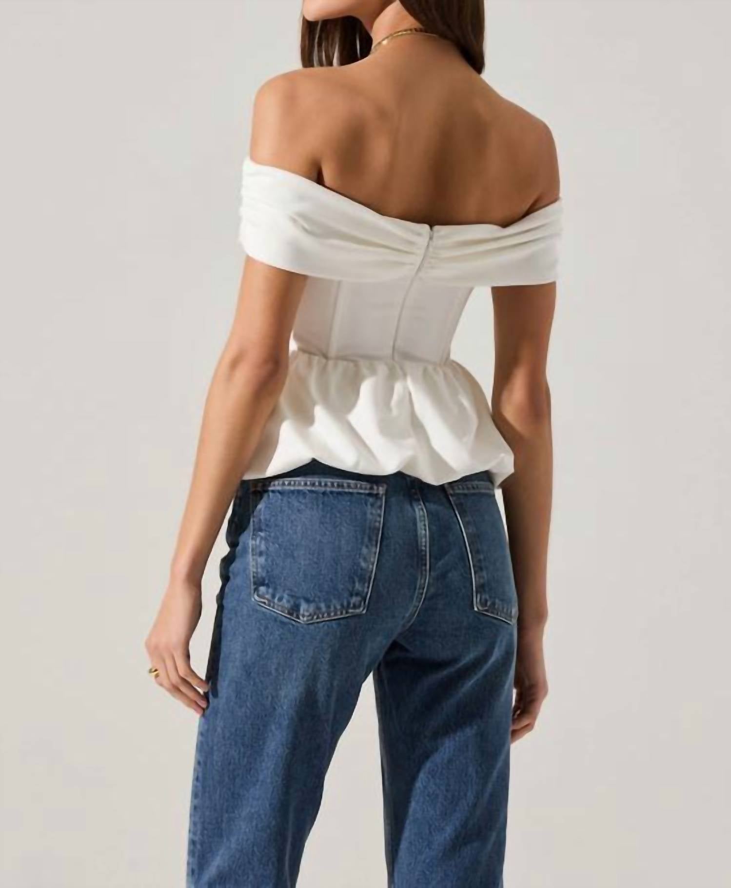 ASTR Tennille Off Shoulder Peplum Top in white - women's blouse - alternate view