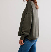Free People Torres Roll Neck Sweater in army - women's sweater - detail view