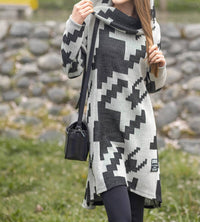 Papillon - Oversized Houndstooth Cotton Dress With Pockets
