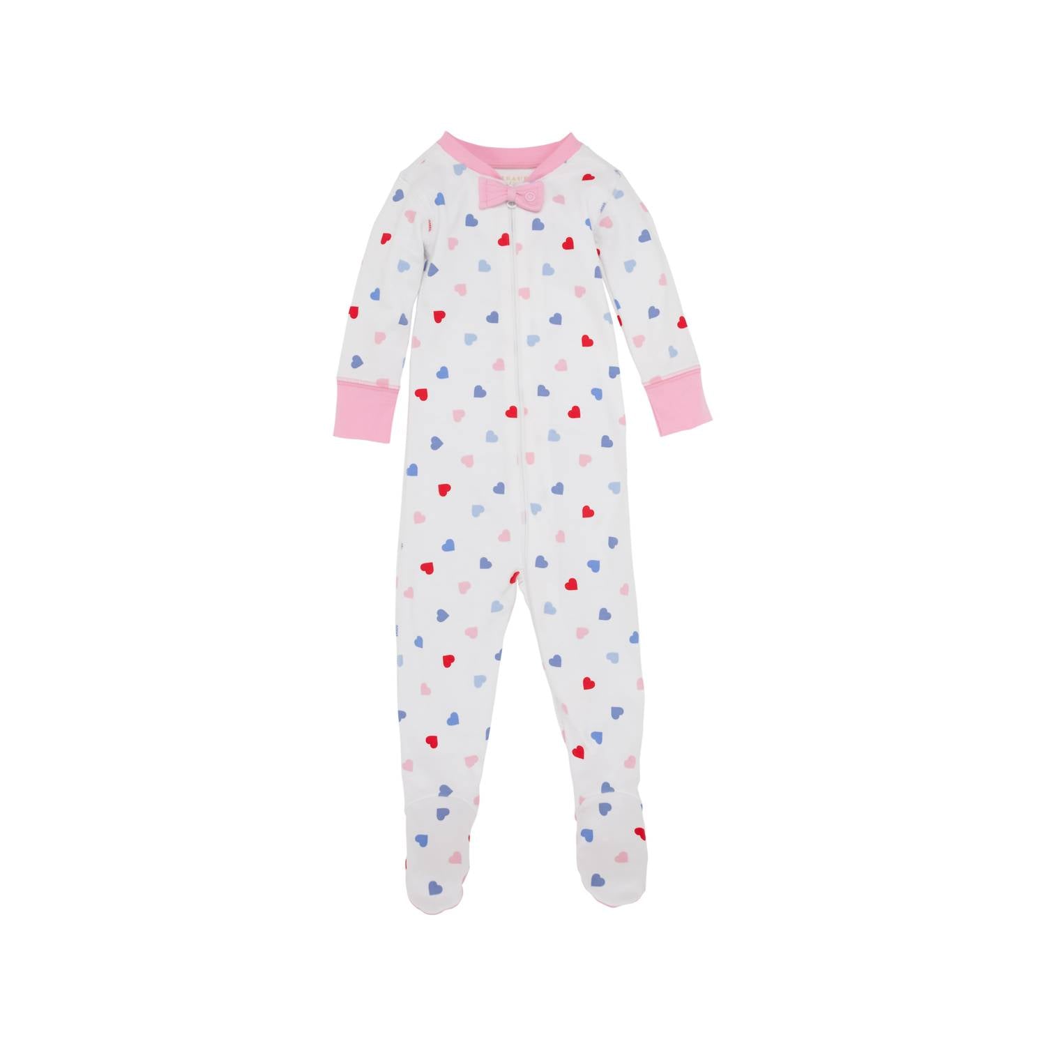 The Beaufort Bonnet Company Kids' Noelles Night Night Footed Romper in happy hearts - kids' item