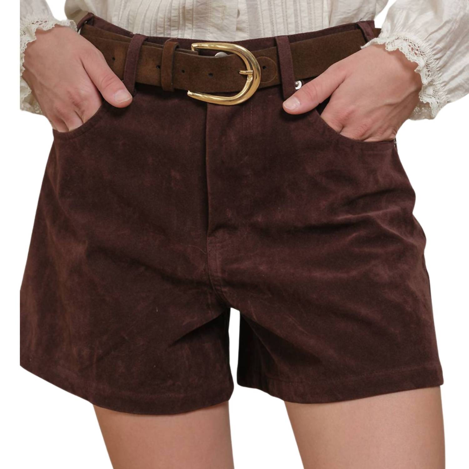 Raisonnel - Suede High-Rise Shorts