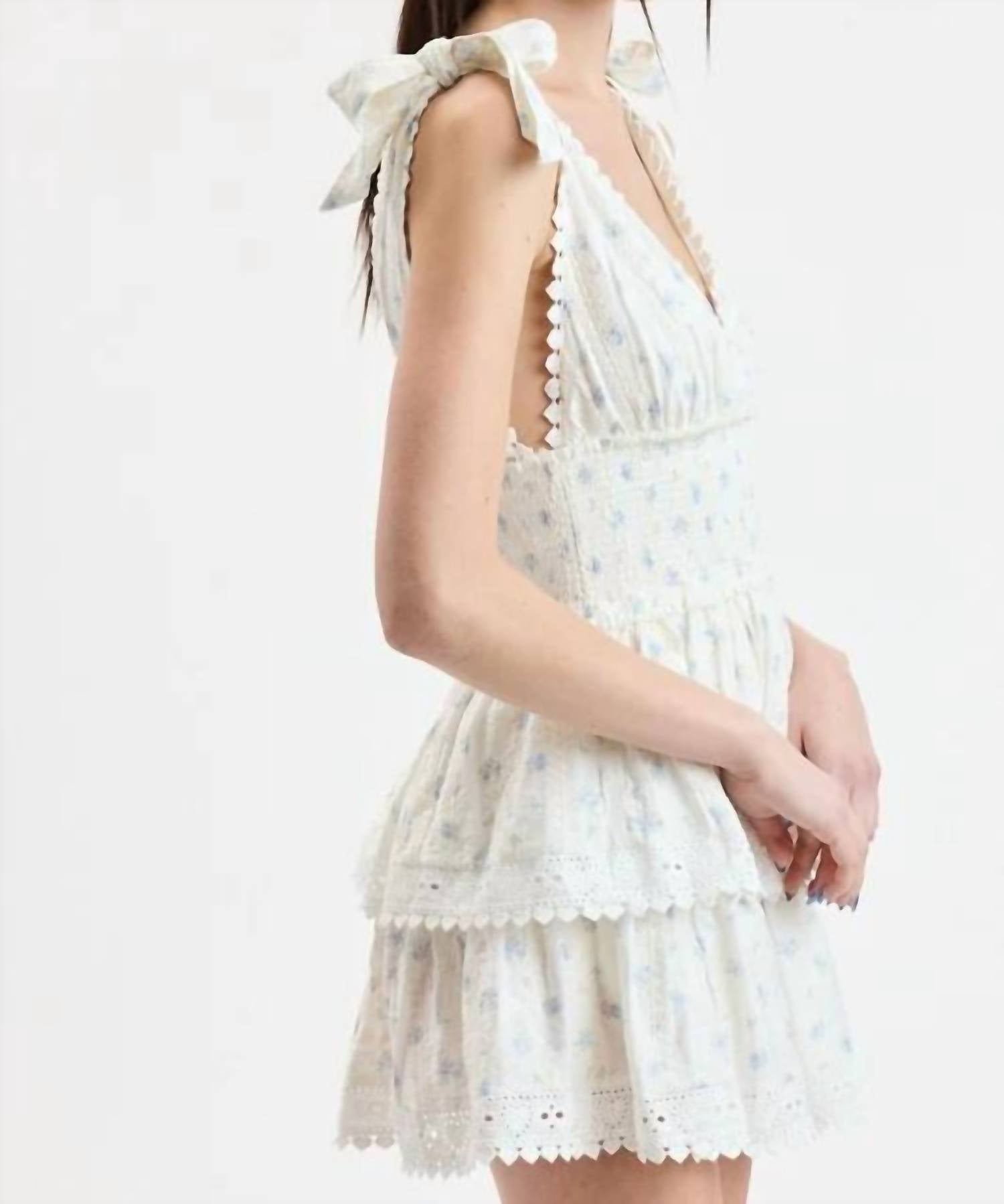 Sky To Moon - Penelope Ditsy Eyelet Tie Strap Layered Lace Mini Dress