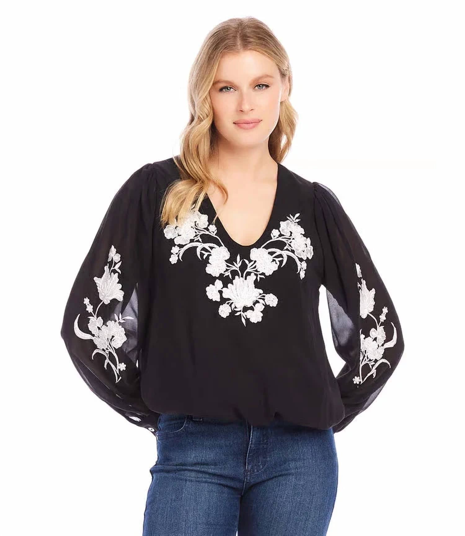 Karen Kane - Eden Embellished Blouson Top