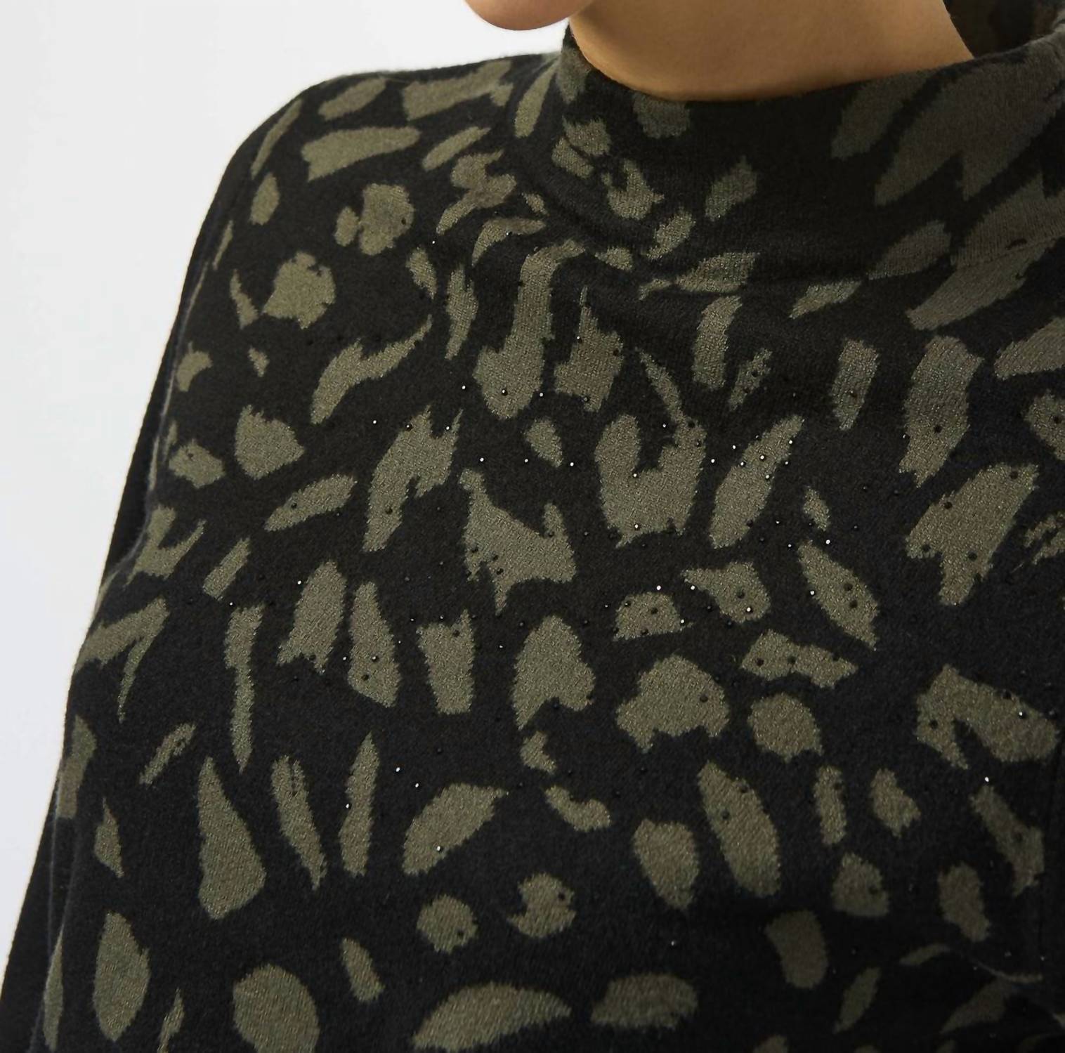 Joseph Ribkoff - Animal-print Mock Neck Pullover