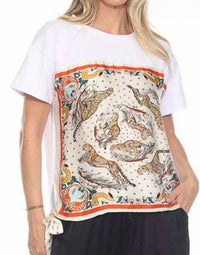 FLORA ASHLEY In And You Out Blouse in and you out blouse in white cheetah - women's t-shirt