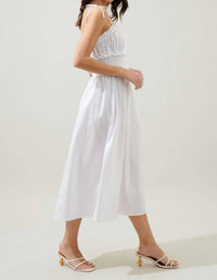 Sugarlips - Orion Smocked Waist Tie Strap Poplin Midi Dress