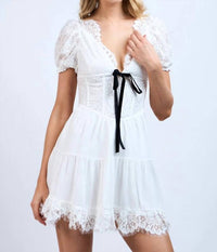 Sky To Moon - Floral Embroidered Lace Mini Dress
