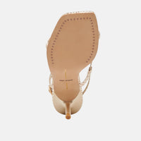 Dolce Vita Women's Laury Heeled Sandals in champagne embossed leather - women's sandal - view 9