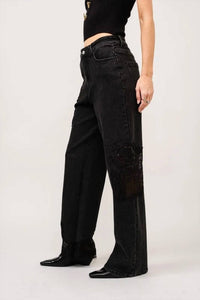 Blue B - Lace Patchwork Straight Leg Jeans