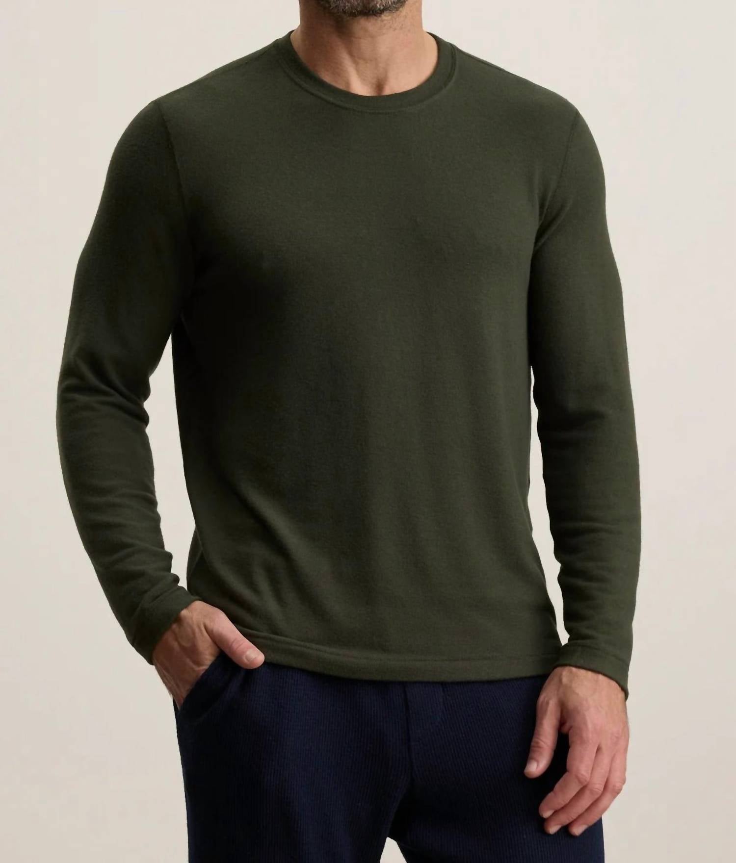 Velvet by Graham & Spencer Becker Crew Neck Sweater in dillweed - women's long sleeve top