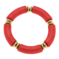 CANVAS Style Women's Lelani Disc Resin Stretch Bracelet in red orange - women's jewelry