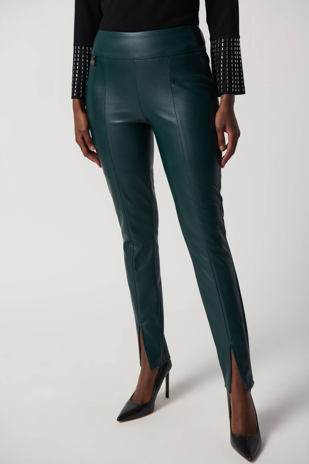 Joseph Ribkoff High-waisted Slim Leather Leggings in emerald - women's pants