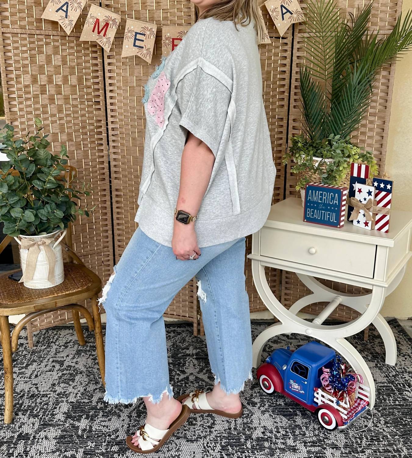 Peach Love - Americana Polka Dot Top