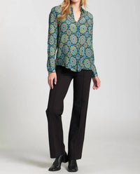 Apny - Button-up Blouse With Roll-up Sleeves