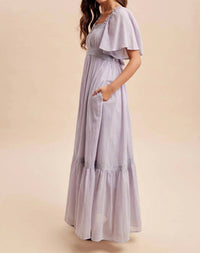 In-Loom - Women's Lace Flutter Sleeve Maxi Dress