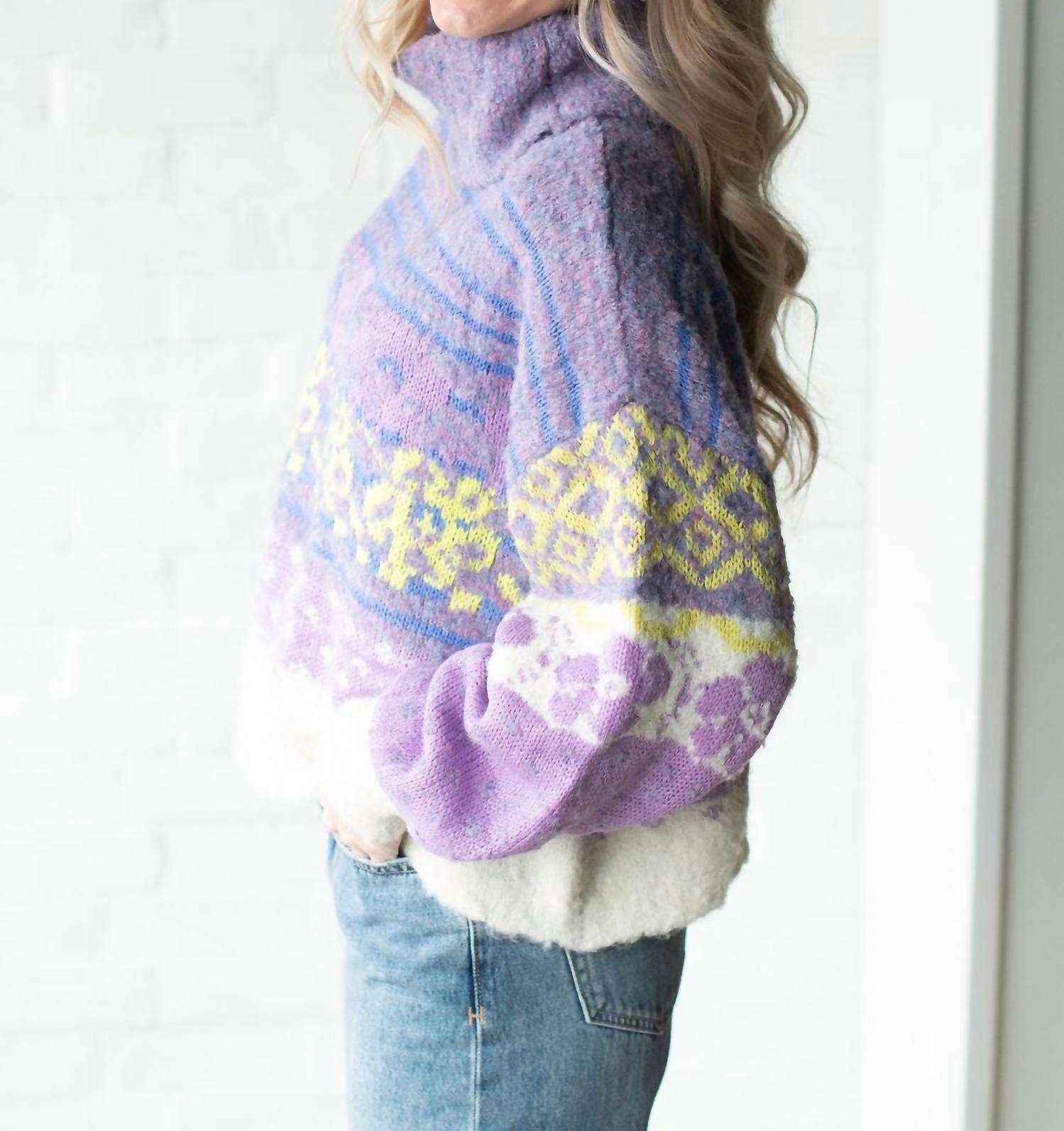 IN-LOOM Women's Multi Color Sweater in purple - women's sweater - alternate view