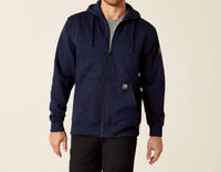 ARIAT Rebar All-weather Full Zip Hoodie in navy - men's shirt