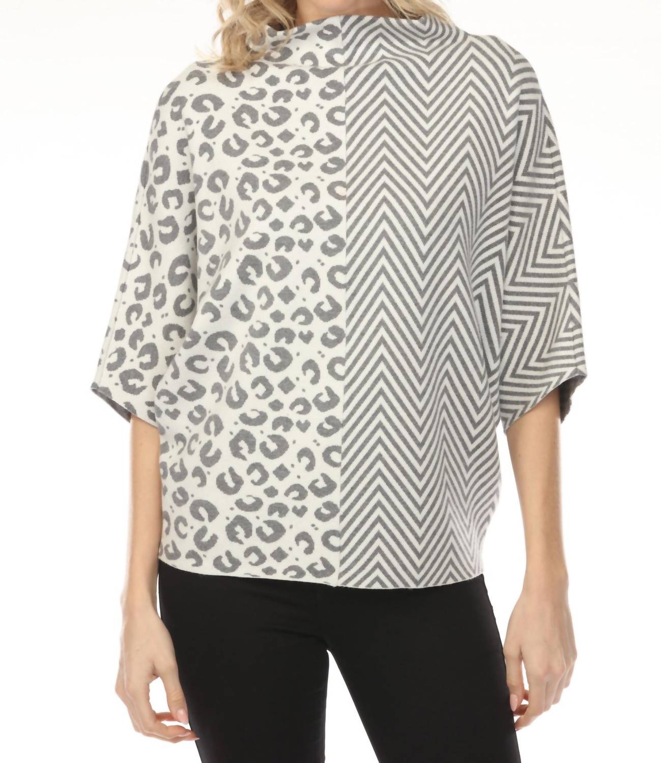 Joseph Ribkoff - Mix Pattern Boxy Sweater Top