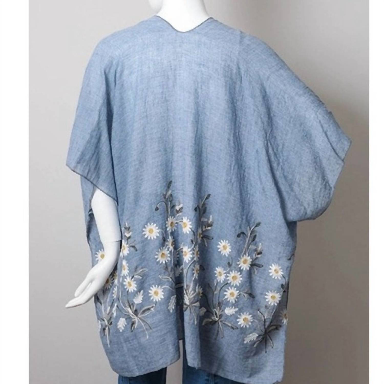 Leto - Women's Spring Daisy Woven Kimono Wrap