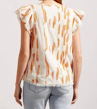 Tribal - Farah Flutter Sleeve Textured Blouse