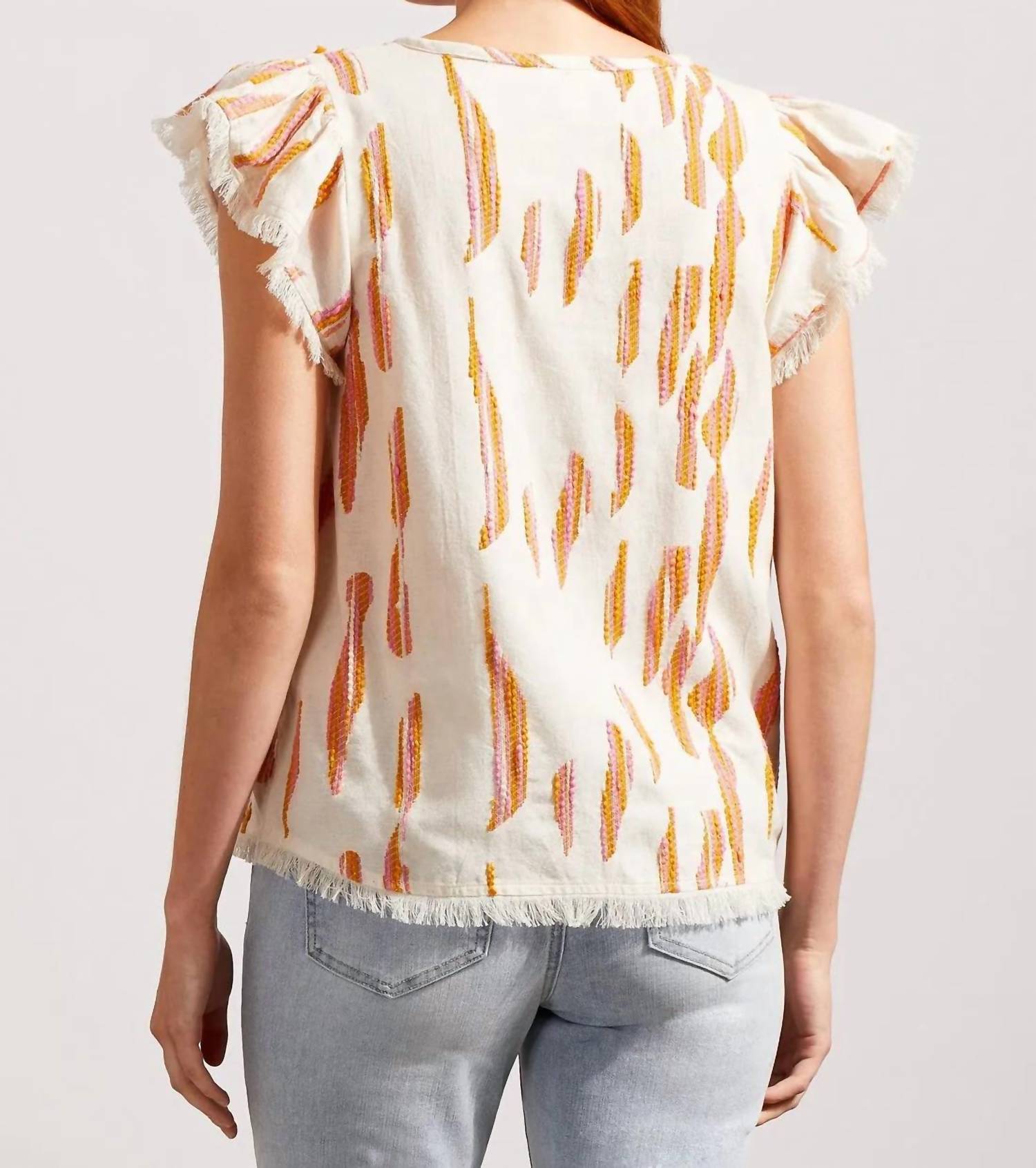 Tribal - Farah Flutter Sleeve Textured Blouse
