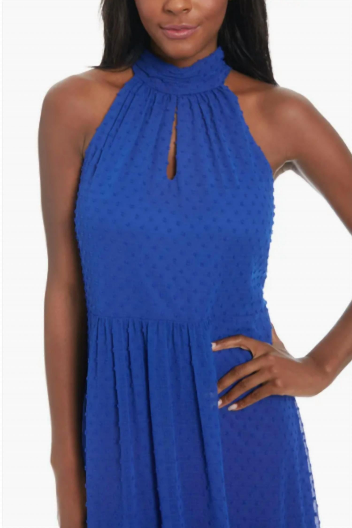 Maggy London - Swiss Dot Keyhole Halter Dress