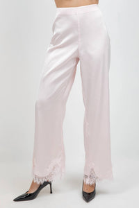 Whiteroom+Cactus - Satin Straight Leg Pants with Lace Hemming
