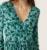 Soaked In Luxury - Slaldora V-neck Mesh Long Sleeve Midi Dress