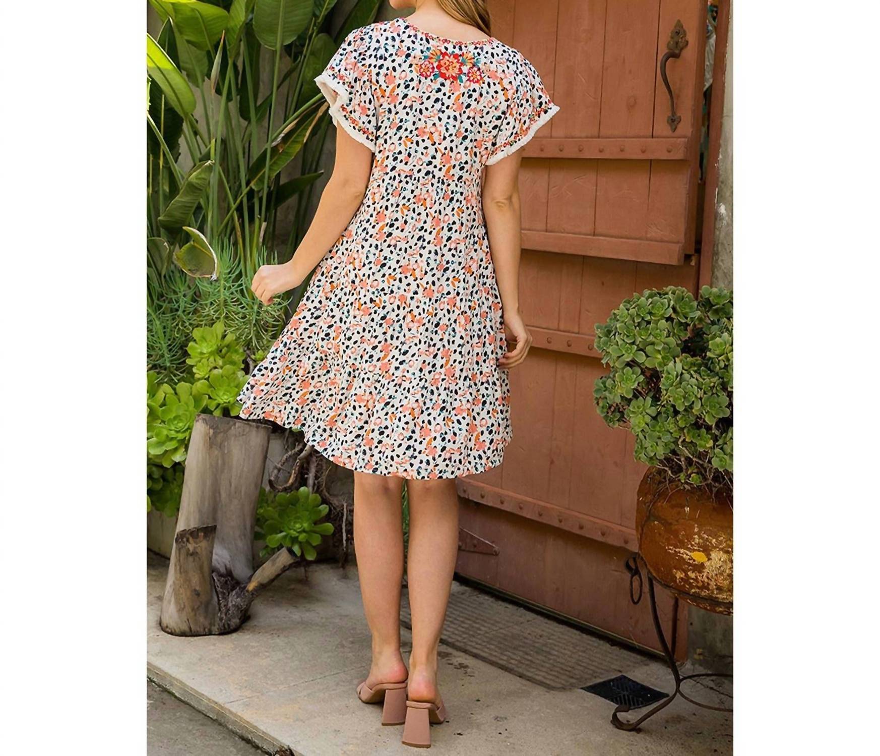 Thml - Mixed Print Embroidered Dress